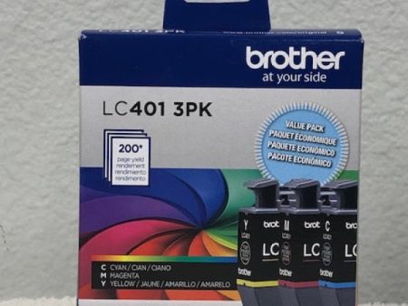 Genuine Brother LC4013PK LC401 3PK LC401 Ink Jet Cartridge Cyan Magenta Yellow on Sale